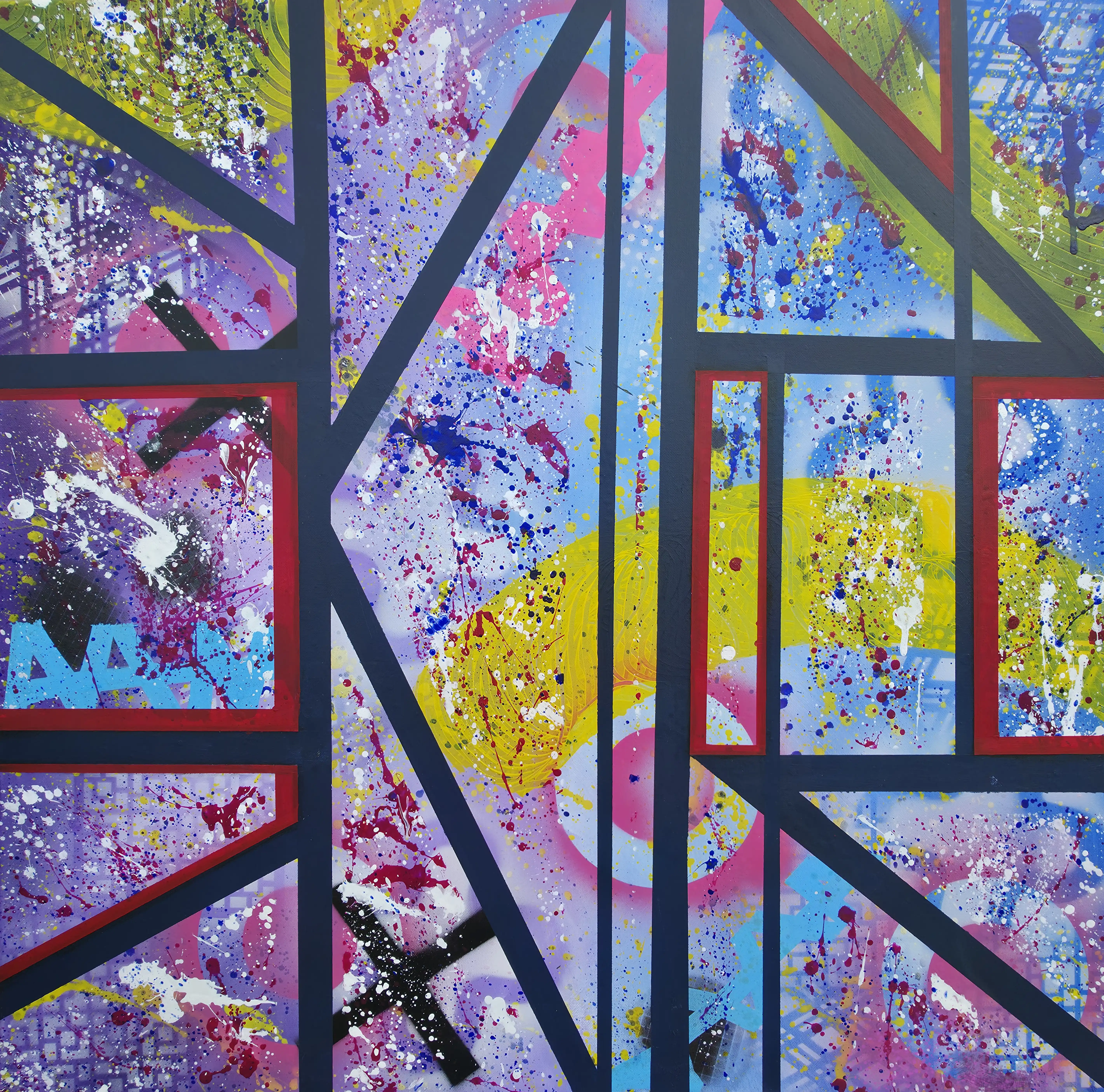 Wiosna abstract_painting_on_canvas_home_decor_wall_purple_pink_positive_art_energy_art
