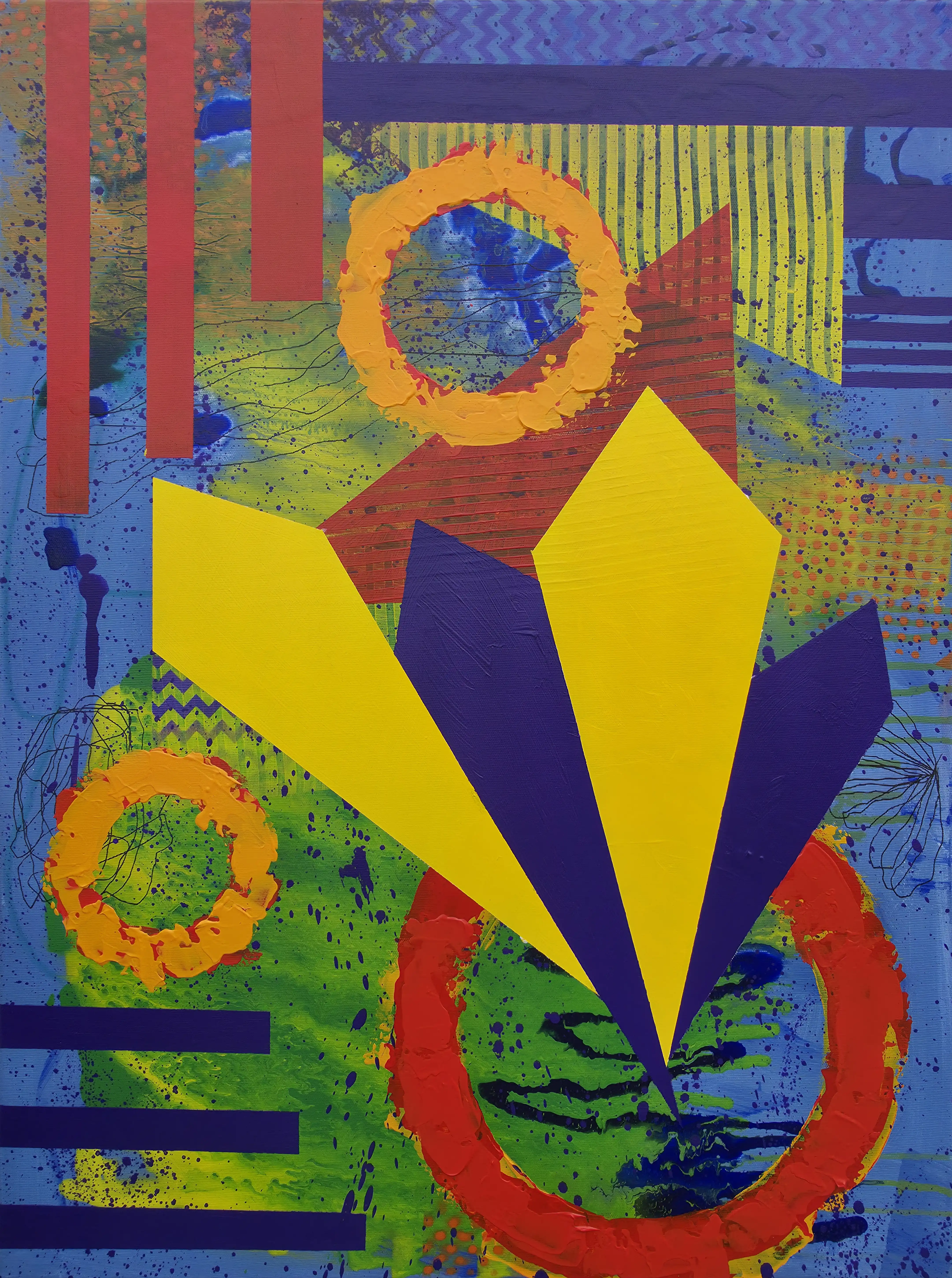Buy hand painted canvas - Vibrant Abstract Art - Bold colors with textured layers for modern interior design